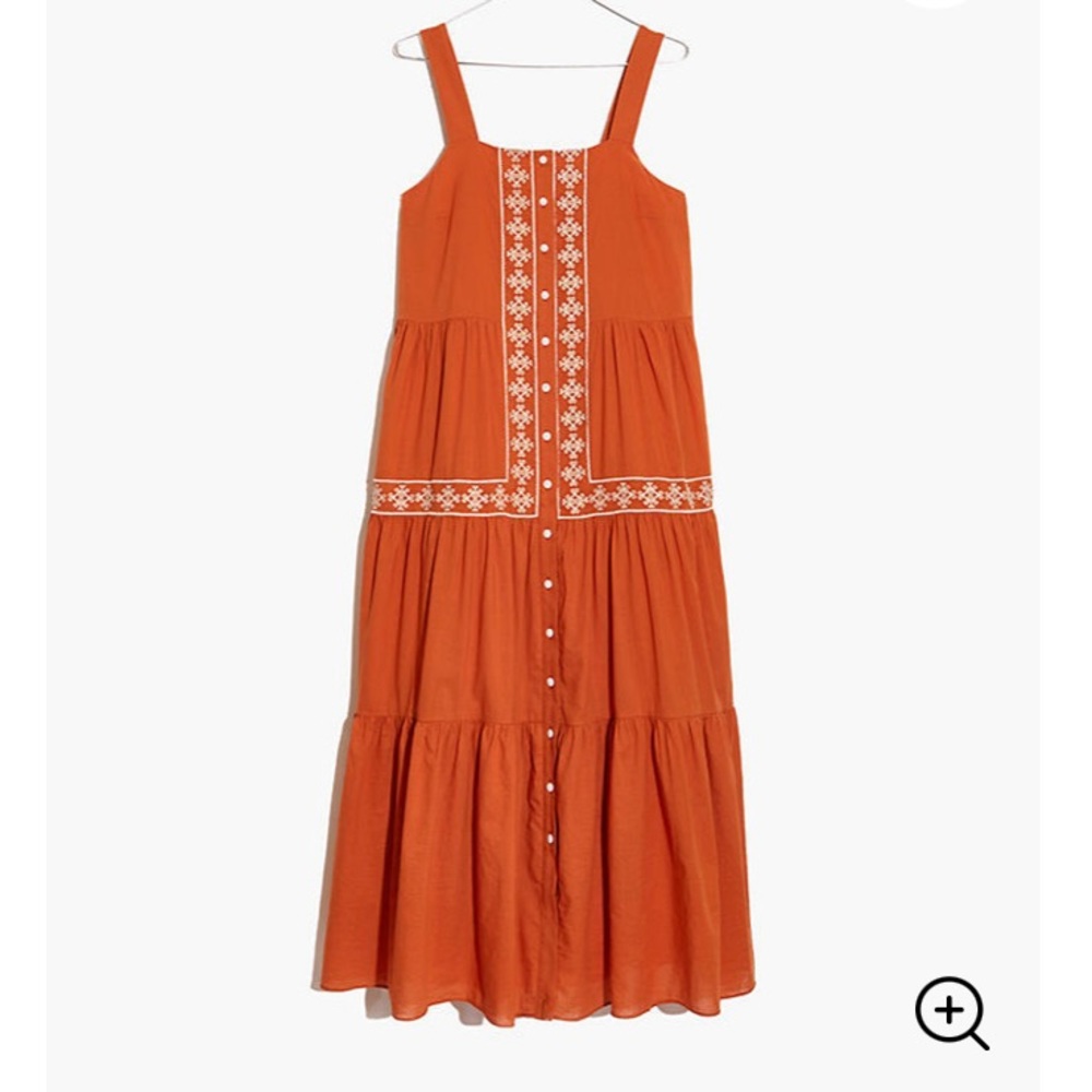 Madewell embroidered tiered midi dress SmALL NWT